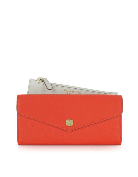 michael kors orange leather wallet|leather Michael Kors Wallet women.